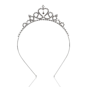 TINKSKY Wedding Party Children Flower Girl Crystal Rhinestones Heart Shaped Crown Headband Tiara - gaudely