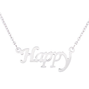 Fashion Stainless Steel Letters Pendant Necklace Chain Charms Jewelry for Men and Women - gaudely