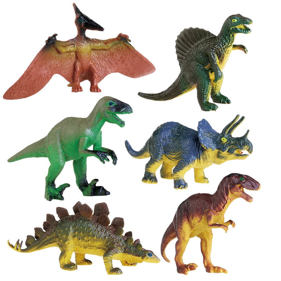 LEORX 6pcs Dinosaurs Tyrannosaurus Stegosaurus Triceratops Utahraptor Pterosaur Spinosaurus Educational Toy - gaudely