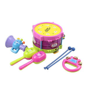 5pcs Kids Baby Roll Drum Beat Rattles Educational Musical Game Instruments Baby Educational Toys - gaudely