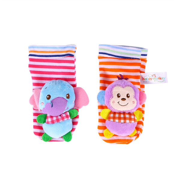 4pcs Baby Animal Wrist Rattles Infant Hands Foots Finders Soft Developmental Toys - gaudely