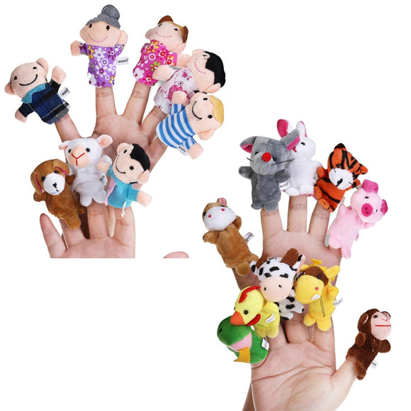 18pcs Educational Toys Finger Puppets Story Time Finger Puppets 12 Animals & 6 People Family Members Play House Accessories - gaudely