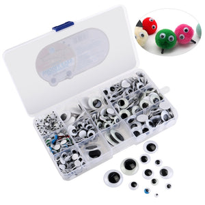 BESTOMZ 600pcs Wiggle Googly Eyes Self-adhesive DIY Scrapbooking Crafts Luminous Toy Accessories with Assorted Size - gaudely