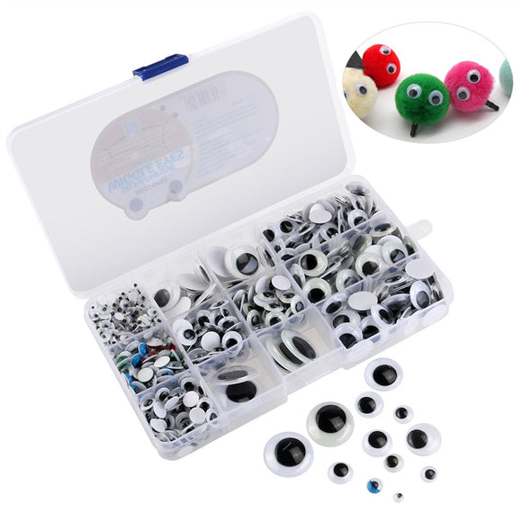 BESTOMZ 600pcs Wiggle Googly Eyes Self-adhesive DIY Scrapbooking Crafts Luminous Toy Accessories with Assorted Size - gaudely