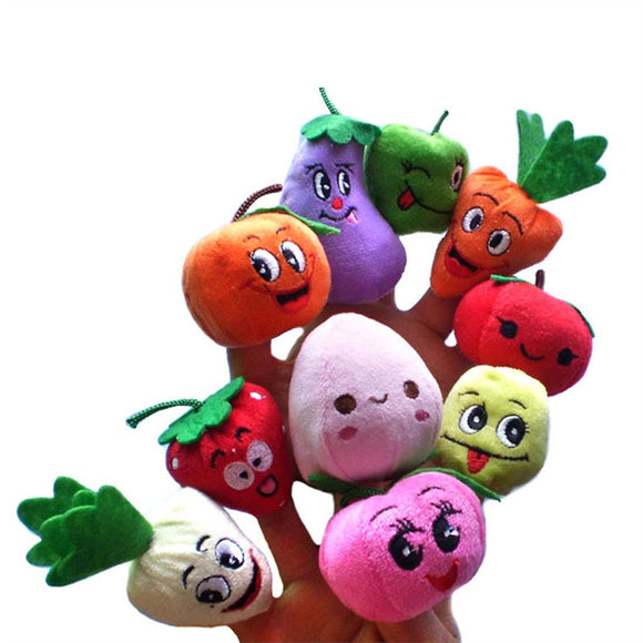 10pcs Education Toys Fruits and Vegetables Finger Puppet Plush Child Baby Early Education Toys Gift - gaudely