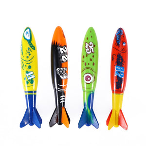 4pcs Diving Toy for Pool Use Gliding Shark Throwing Torpedo Underwater Swimming Pool Shark Toys - gaudely