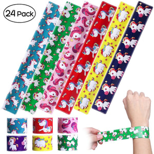 IBASETOY 6Pcs Unicorn Print Slap Bracelets Circle Wristbands Party Favors Goody Bag Toys for Kids Boys Girls - gaudely