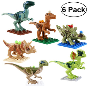 ROSENICE 6pcs Dinosaur Minifigures Dinosaur Building Blocks Set - gaudely