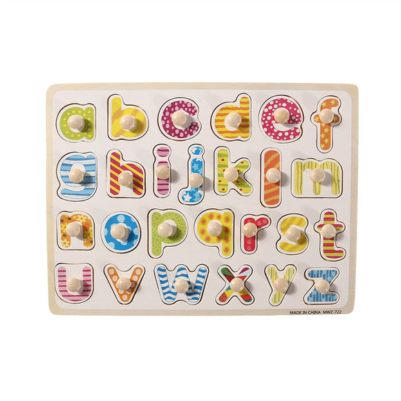 Wooden Letters Puzzle Game Educational Alphabet Board Teaching Aids Alphabet Puzzle Toys for Kids - gaudely