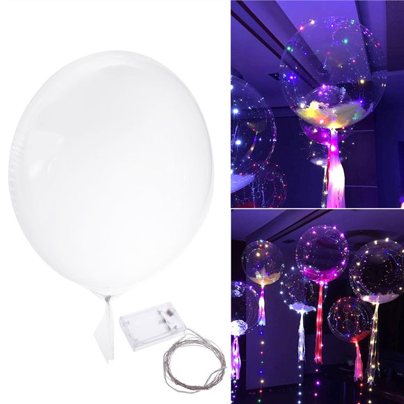 3 Meters LED Colorful Fairy Lights Light Up Balloon Helium Air Inflatable Ballon Transparent Glow Balloon Party Birthday Wedding Light Decor - gaudely