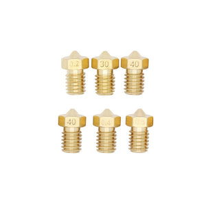 6pcs 3D Printer 0.2mm+0.3mm+0.4mm+0.5mm Extruder Brass Nozzle Print Head for 1.75mm ABS PLA Printer M6 - gaudely