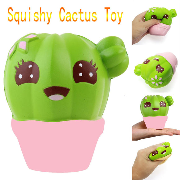 Cactus Cream Scented Squishy Slow Rising Squeeze Strap Kids Toy - gaudely