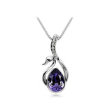 Beautiful Women's Girls Silver Plated Crystal Swan Pendant Necklace Chain - gaudely