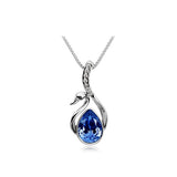 Beautiful Women's Girls Silver Plated Crystal Swan Pendant Necklace Chain - gaudely