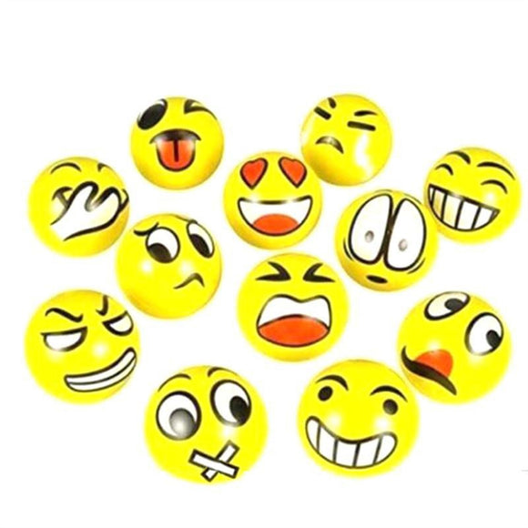 12pcs 6.3cm Facial Expression Ball Relax Stress Balls Smile Balls Foam Toy Balls for Kids Pets - gaudely