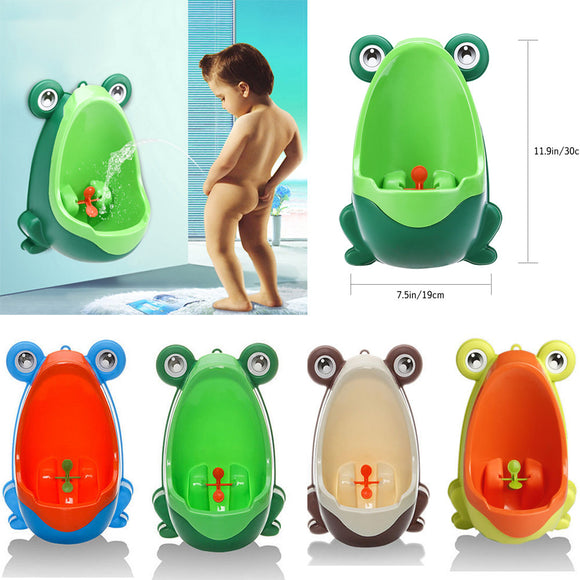 Frog Shaped Boys Potty Training Urinal with Whirling Target - gaudely