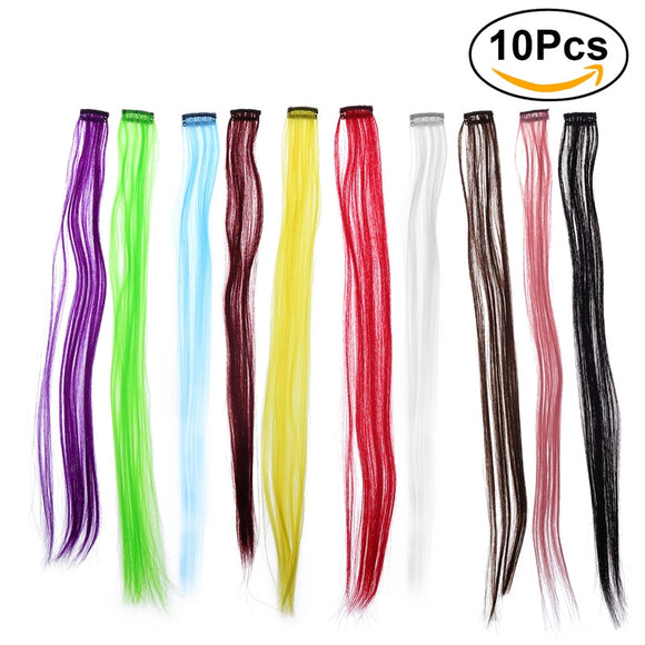 10pcs Colored Clip in Hair Extensions 22