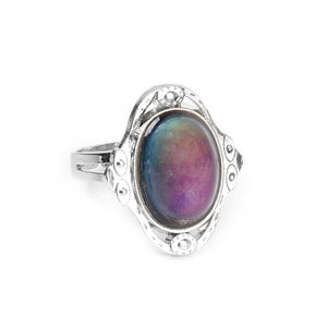 Gypsy Boho Adjustable Oval Changing Mood Ring Finger Ring - gaudely