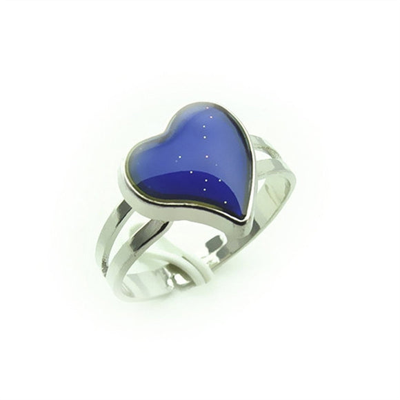 Adjustable Heart Shaped Color Change Emotion Feeling Mood Ring Finger Ring - gaudely