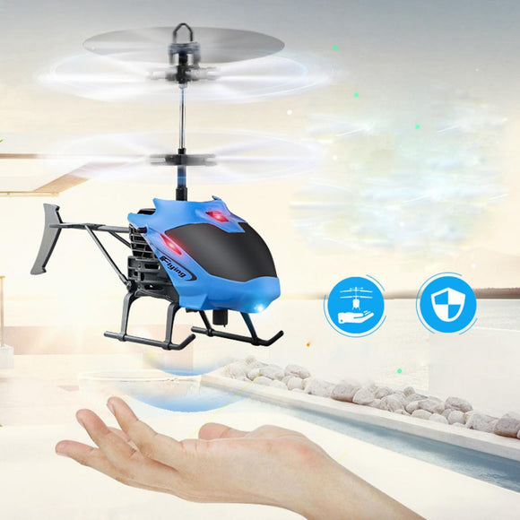 Flying Mini RC Infraed Induction Helicopter Aircraft Flashing Light Toys For Kid - gaudely