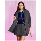 Cotton Plaid Grey Fashion Trench Jacket - gaudely